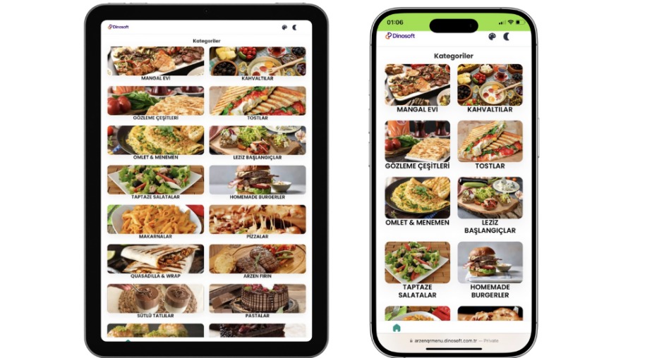 QR Menü Kategoriler Ekran Görüntüsü